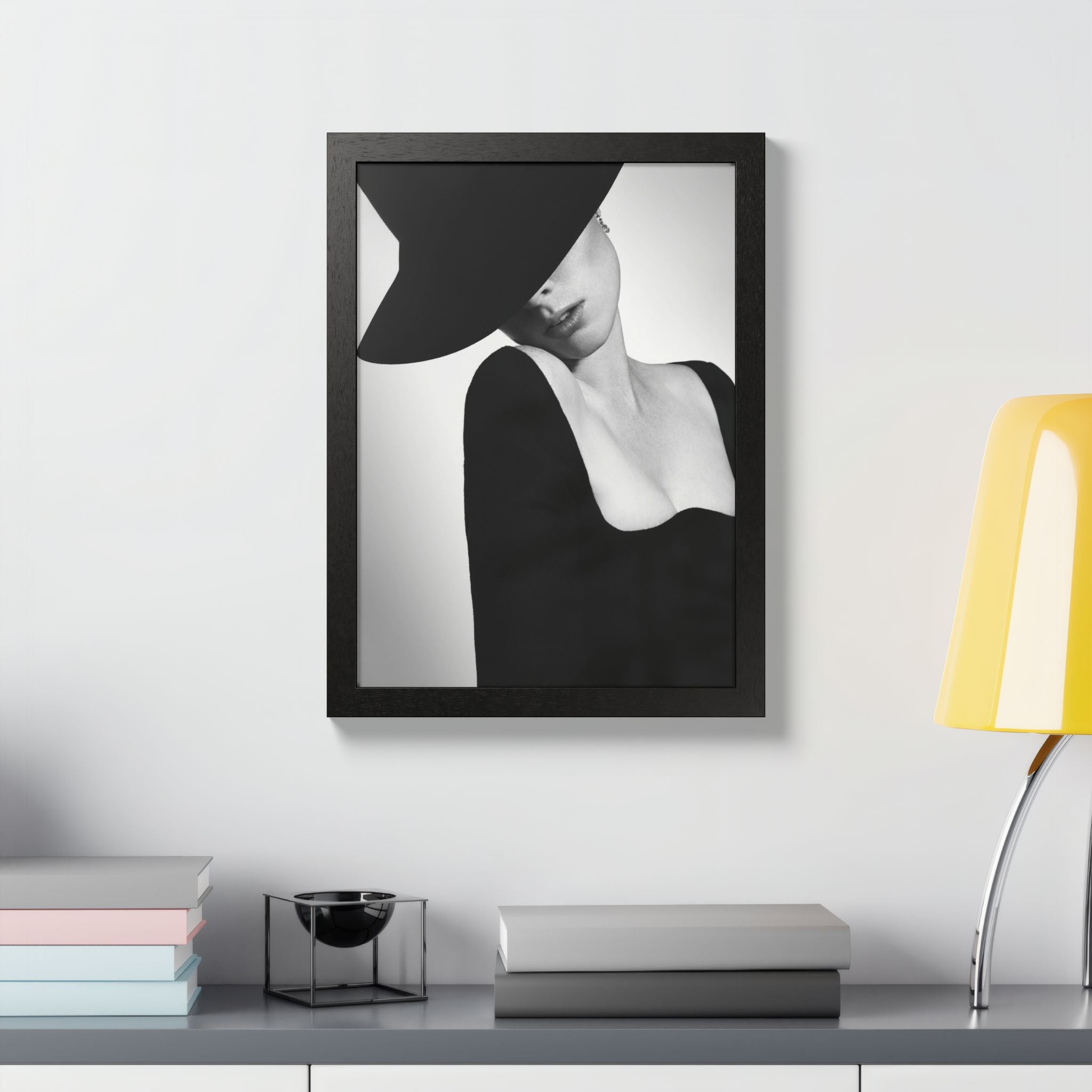 Framed Poster - Minimalist Black & White Fashion Portrait