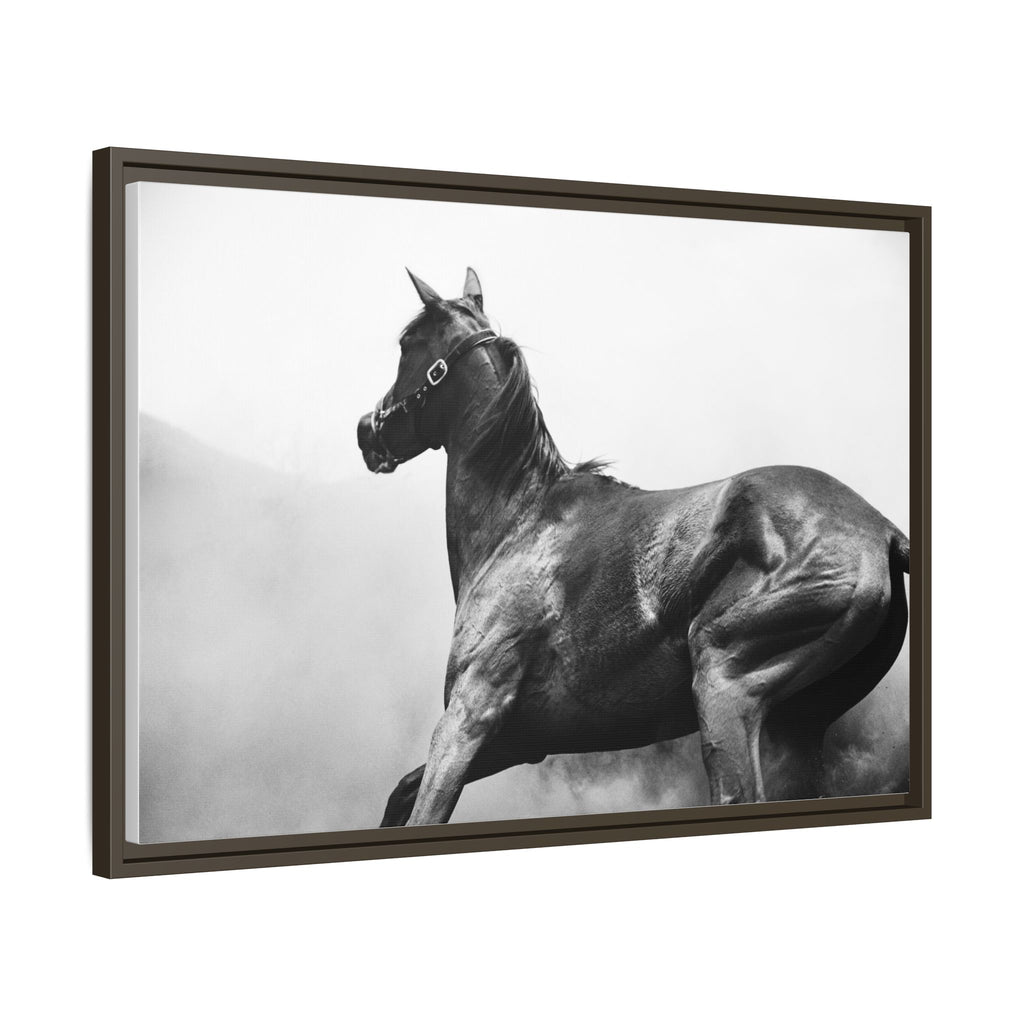 Framed Matte Canvas: Classic Black & White Horse Photography