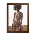 Framed Fashion Poster — Afro Model in One-Shoulder Dress (Wall Art)