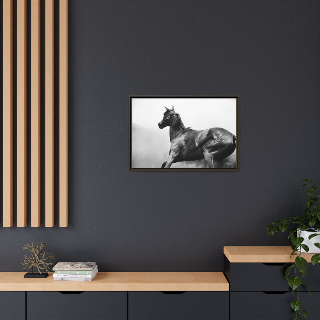 Framed Matte Canvas: Classic Black & White Horse Photography