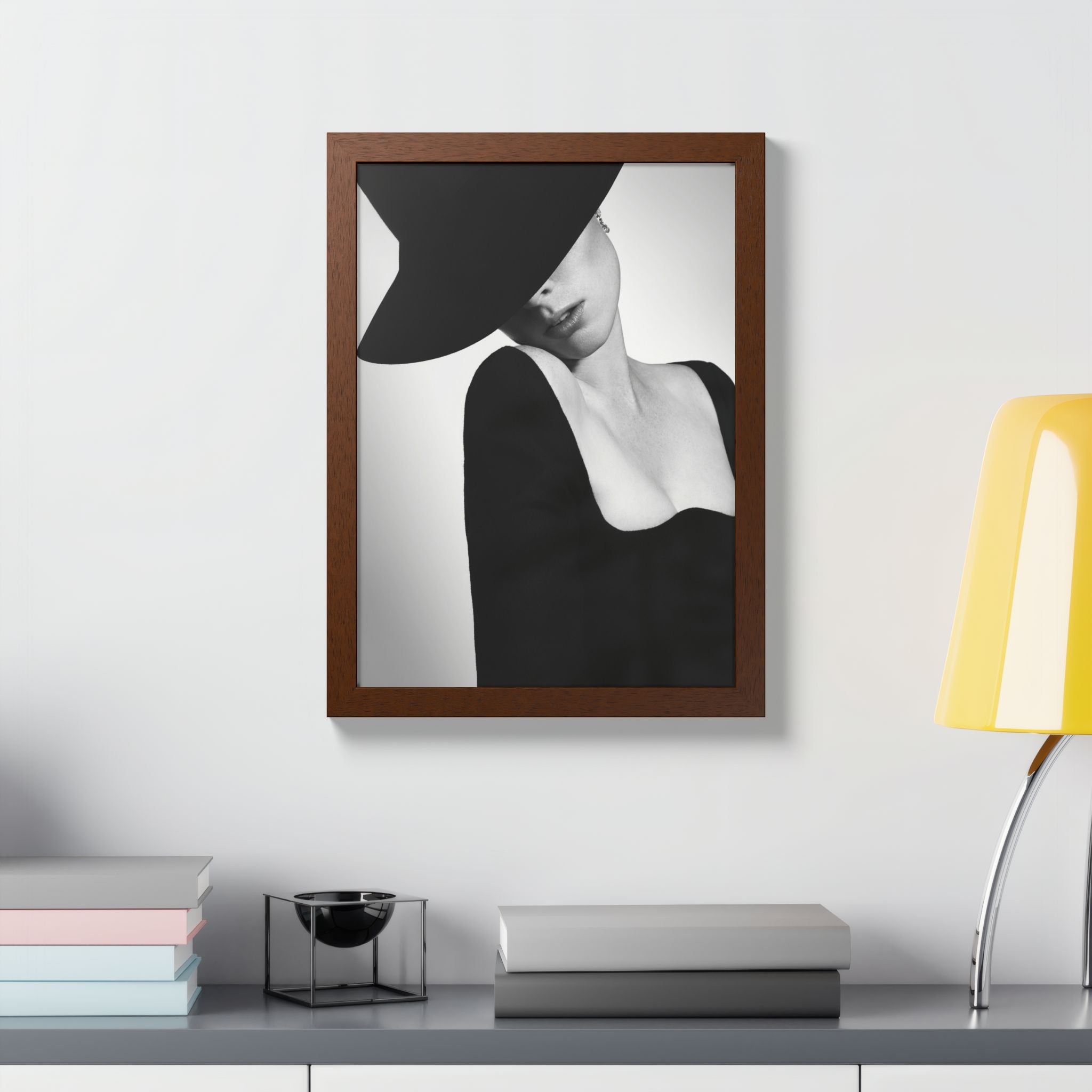 Framed Poster - Minimalist Black & White Fashion Portrait