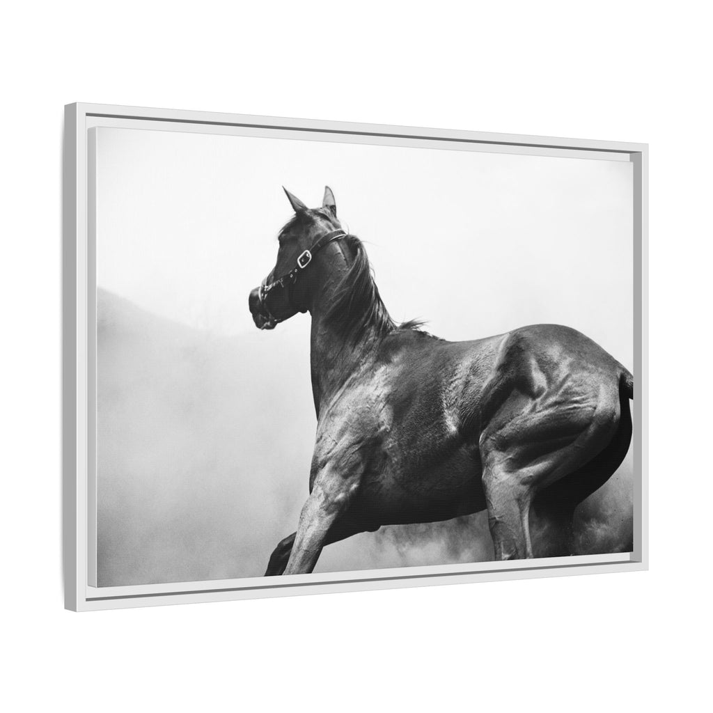 Framed Matte Canvas: Classic Black & White Horse Photography